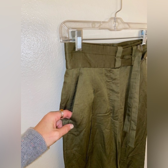 COPY - Sandro Paris Women's Trouser Dress Pants Green Size 36 Linen Bland High … - Picture 3 of 6